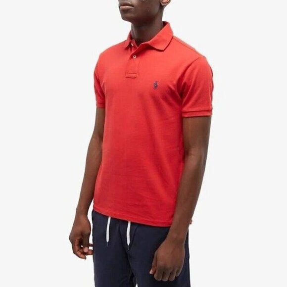 Polo Ralph Lauren Red Slim-Fit olo Shirt Mens Size Large - Picture 1 of 6